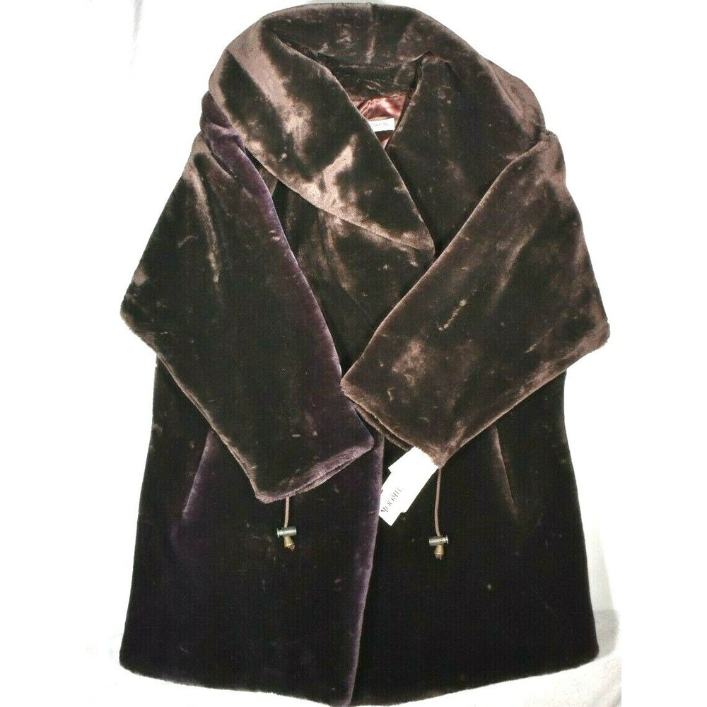 Vintage Donnybrook 80's Faux Fur Coat Jacket Dark Brown Made In USA M Medium NWT